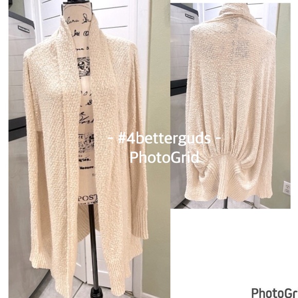 BCBGMaxAzria “Bonnie” Knit Cotton Slouchy Oversized Open Cardigan Sz Tall M L - Picture 1 of 16